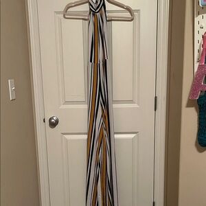 Forever 21 Black, White, and Yellow Striped Jumpsuit